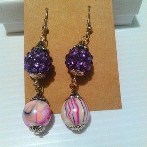 Women's Handmade Purple and Pink Swirly  Earrings
